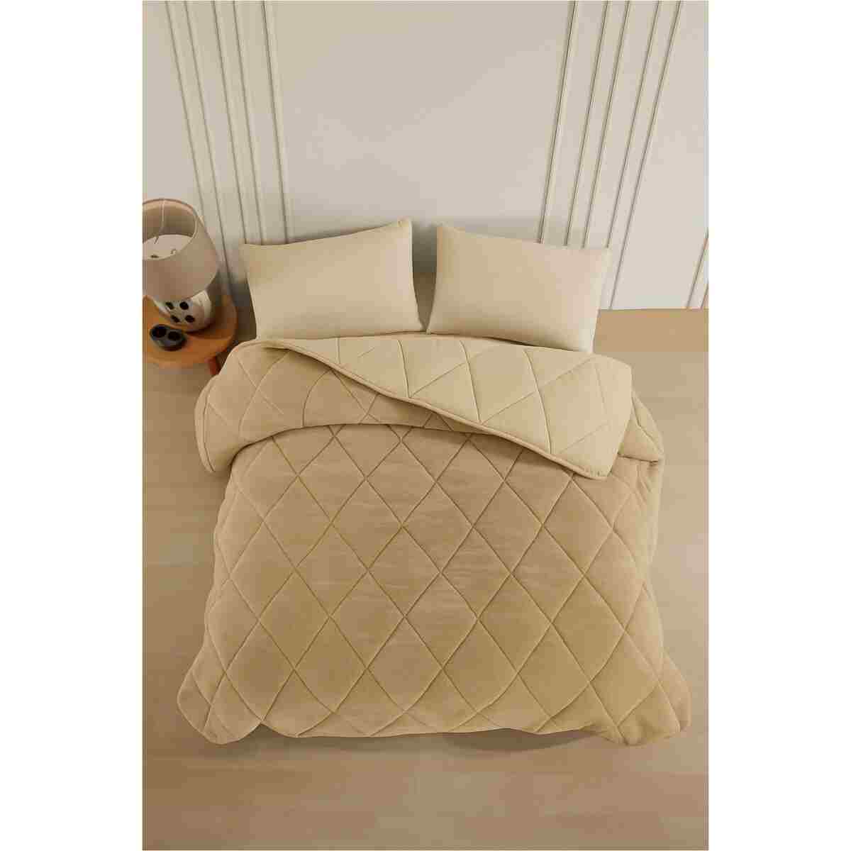 Eyüpoğlu Goldrise Tek Kişilik 63 Tel Lüx Çift Taraflı Welsoft Kahve Pamuk Silikon Yorgan 155x215 HEDİYELİ - Görsel 2