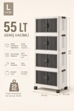 Miss Clean 4 Lü Özel Set Beyaz Renk Çok Amaçlı Kapaklı Portatif Istiflenebilir Organizer Dolap Tekerlekli - Görsel 3