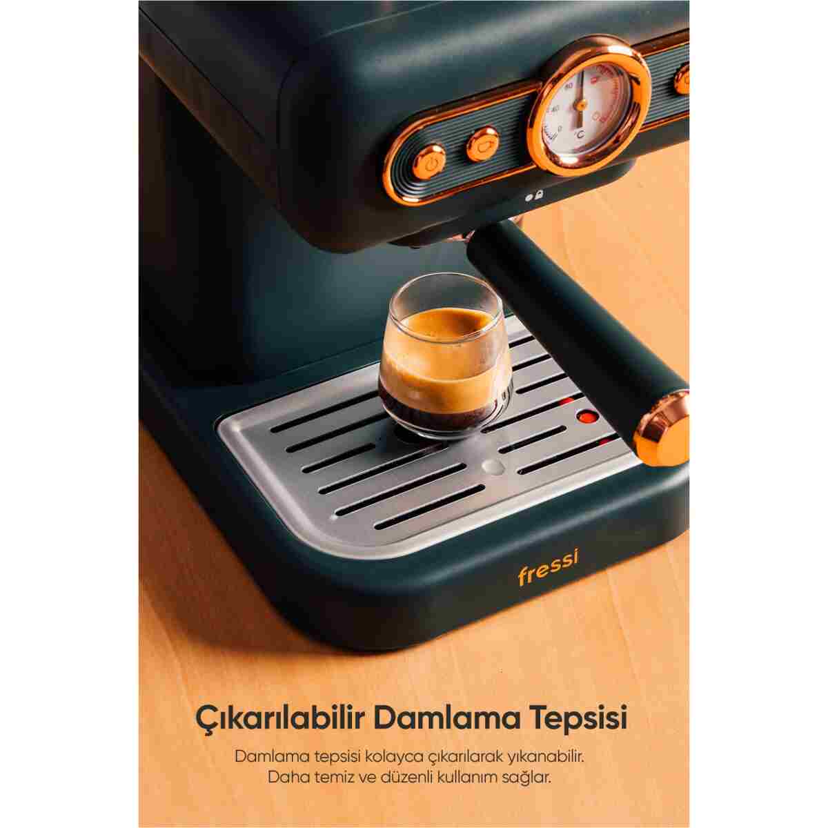 Fressi Espresso Latte Cappuccino Kahve Makinesi Süt Köpürtücülü 20bar Basınçlı 1,2lt Em-01 Ristretto - Görsel 12