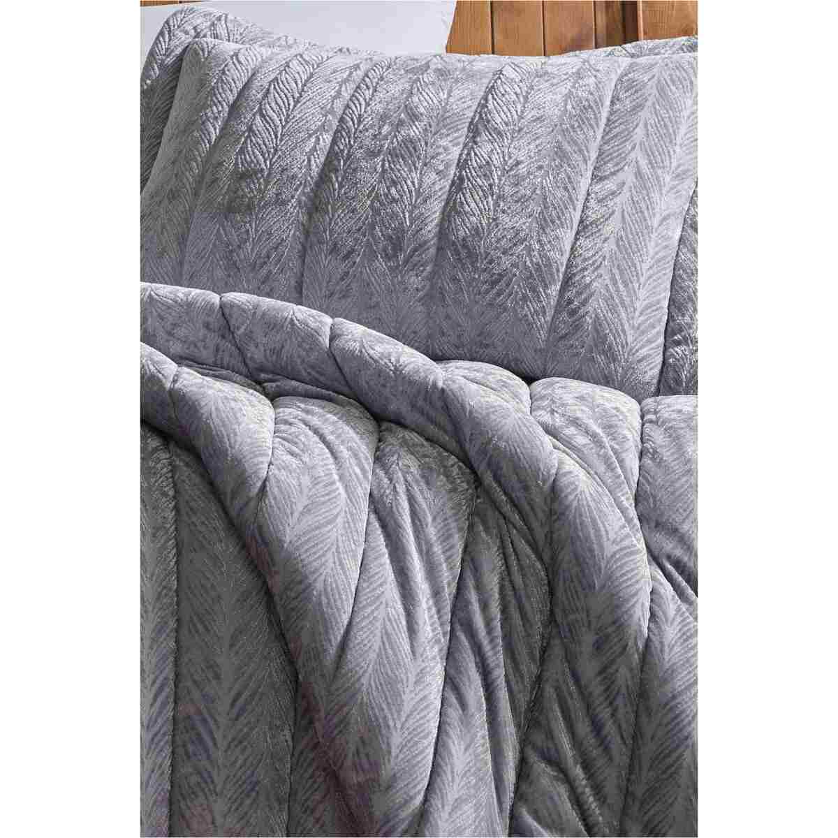Elart Velvet Comfort Set Uyku Seti Çift Kişilik Kadife 3 Parça (230x220 cm) Gümüş - Görsel 2