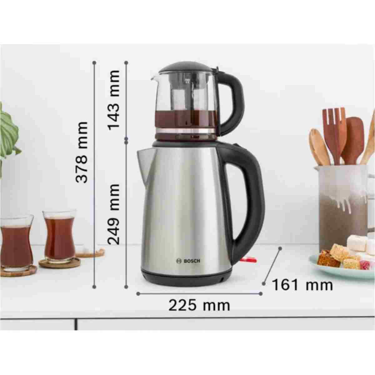 Bosch TTA5603 Paslanmaz Çelik Çay Makinesi Cam Demlikli Tea Maker - Görsel 3