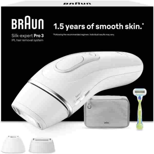 Braun IPL Silk·expert Pro 3, Evde Lazerle Tüy Alma, Çanta, Gillette Venus, 2 Başlık, PL3122