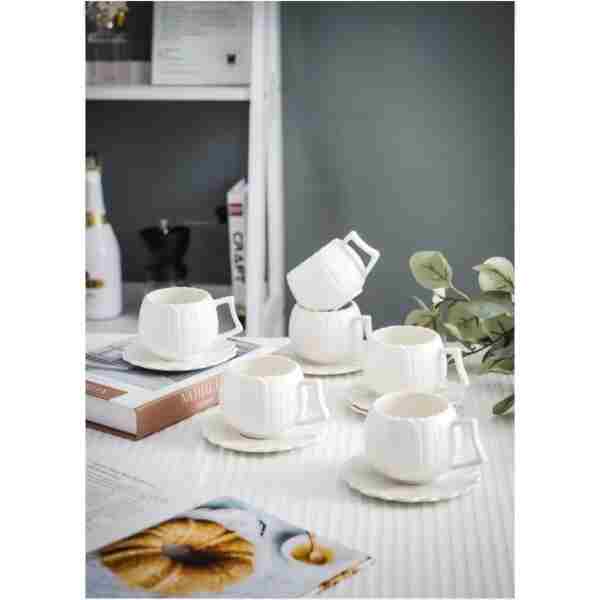 Akkoyunlu home 6 Kişilik Lüx Papatya Kahve Fincanı Takımı 12 Parça 90 ml