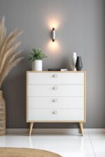 FLORADESİGN Zen Şifonyer / Çok Amaçlı Dolap/ Çekmeceli Şifonyer / Kapaklı Şifonyer / 4 Çekmeceli Şifonyer 80CM - Görsel 11
