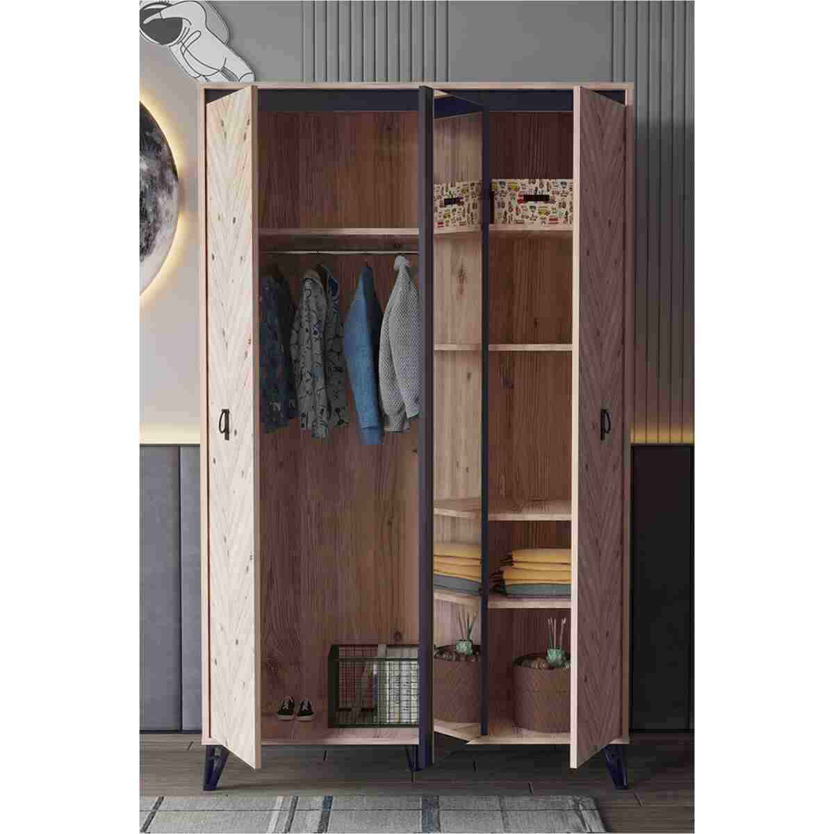 Modalife Çocuk Odası Takımı Karyola+Başlık&Gardırop&Çalışma Masası - Atlantik Çam - Görsel 7