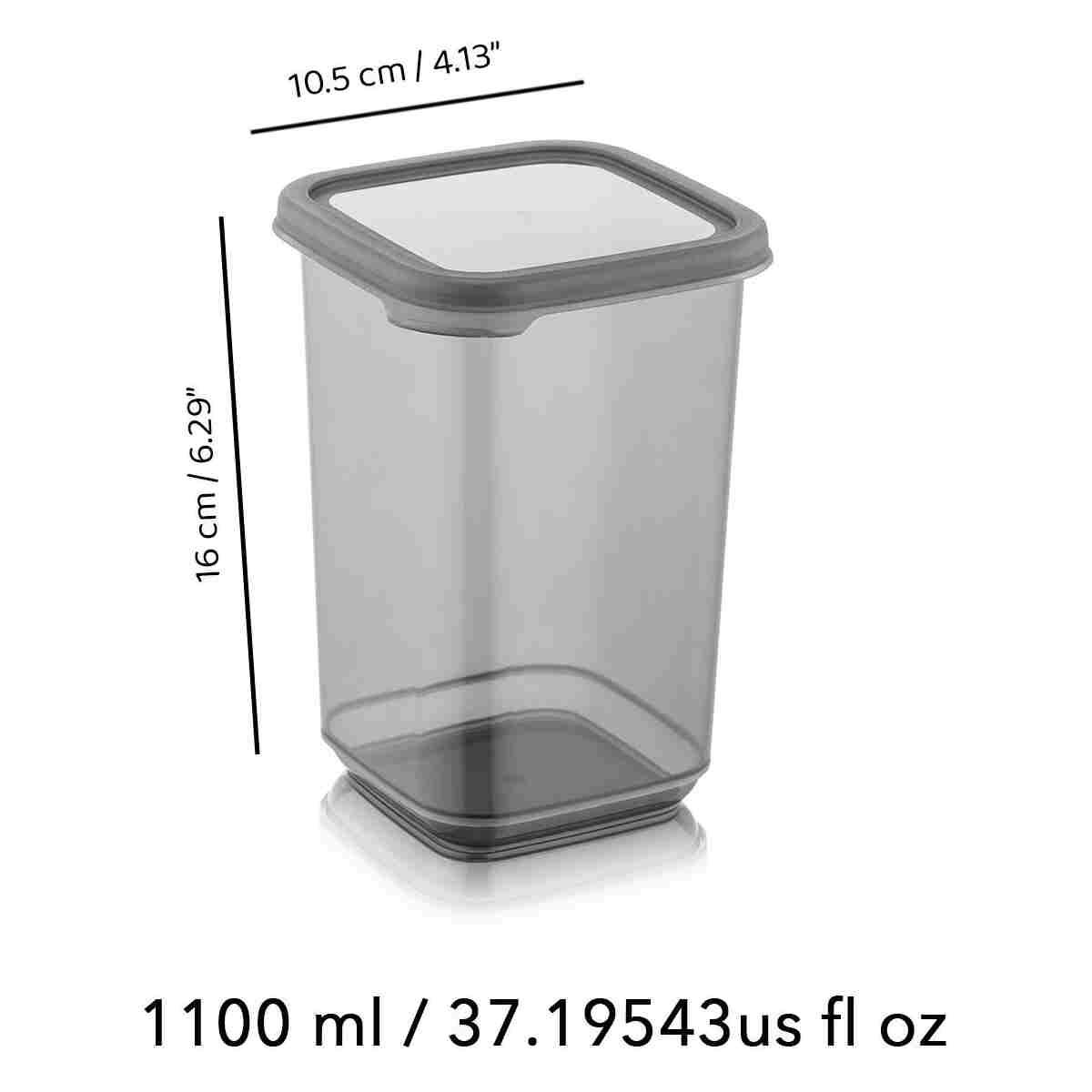 Meleni Home 12'li Set Pino Etiketli Büyük Boy Kare Erzak Saklama Kabı Seti Antrasit 12 X 1.10 Lt - Görsel 5