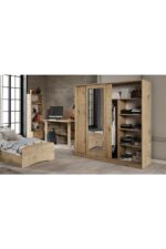 KZNMOB HOME Samira Modern Genç Odası Takımı Meşe - 5 Parçalı Ve Tamamı 1. Kalite Mdf - Görsel 3