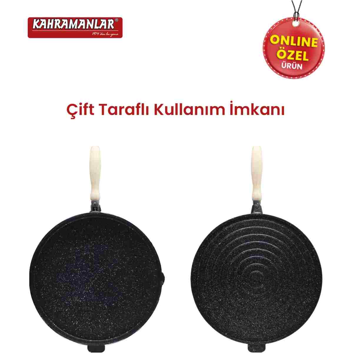 Kahramanlar 36 Cm Çok Amaçlı Çift Taraflı Döküm Tava - Görsel 5
