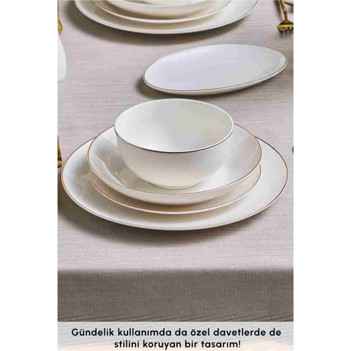 Karaca Elegance Bone Esbelto 53 Parça 12 Kişilik Yemek Takımı Gold - Görsel 15