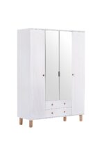 Kilim Mobilya Bohera Plus Aynalı Dört Kapaklı Dolap (MDF kapaklı, yüksek ayaklı, iki çekmeceli, 200cm yükseklikte) - Görsel 5
