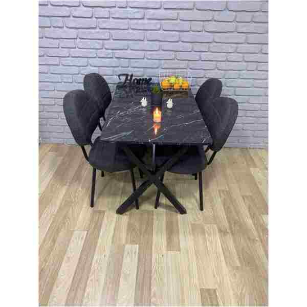 BAMBEDS MOBİLYA Masa Takımı, Yemek Masası, Mutfak Masası, Balkon Masası - 60x120Siyah 4 Sandalye
