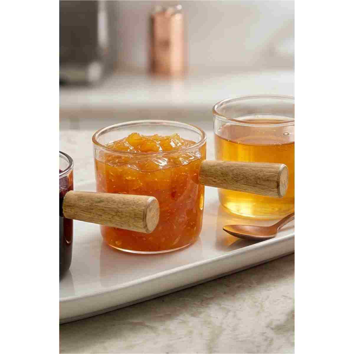 Kitchen Life 4 Adet Ahşap Saplı Mıka Reçellik Sosluk Kahvaltı Seti - 80 ml - Görsel 6
