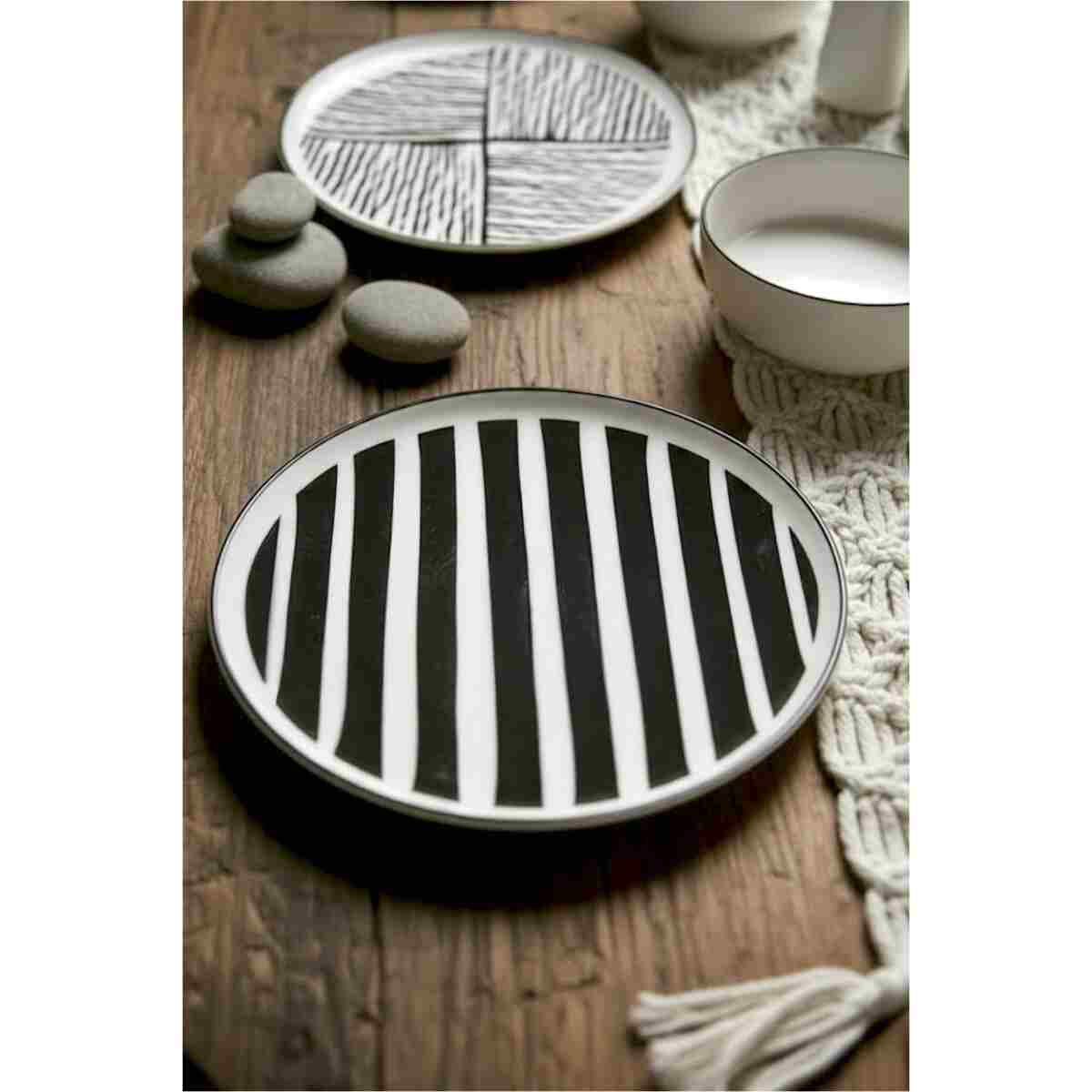 Kitchen Life 12 Parça 6 Kişilik Stackable Pop Black White Kahvaltı Takımı - Lüx Kahvaltılık Sunum Tabağı Seti - Görsel 3