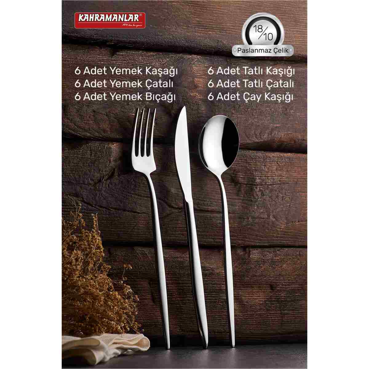 Kahramanlar Nil 36 Parça Çatal Kaşık Bıçak Takımı - Görsel 3