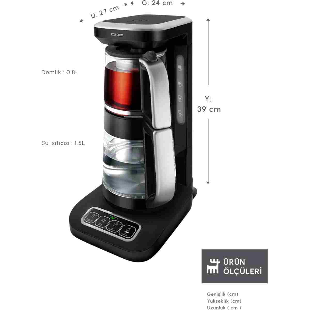 Karaca Çaysever Robotea Pro Connect 4 in 1 Konuşan Cam Çay Makinesi Silver - Görsel 2