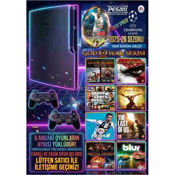 AST Sony Playstation 3 Slim 500 Gb 2 Kablosuz Kol 40 Dijital Oyun Garantili Ürün