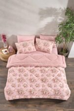 MARLA HOME Çift Kişilik Çift Taraflı Welsoft Yorgan Seti | Wellsoft Battaniye | Pofuduk Yumuşak | Pudra Rose