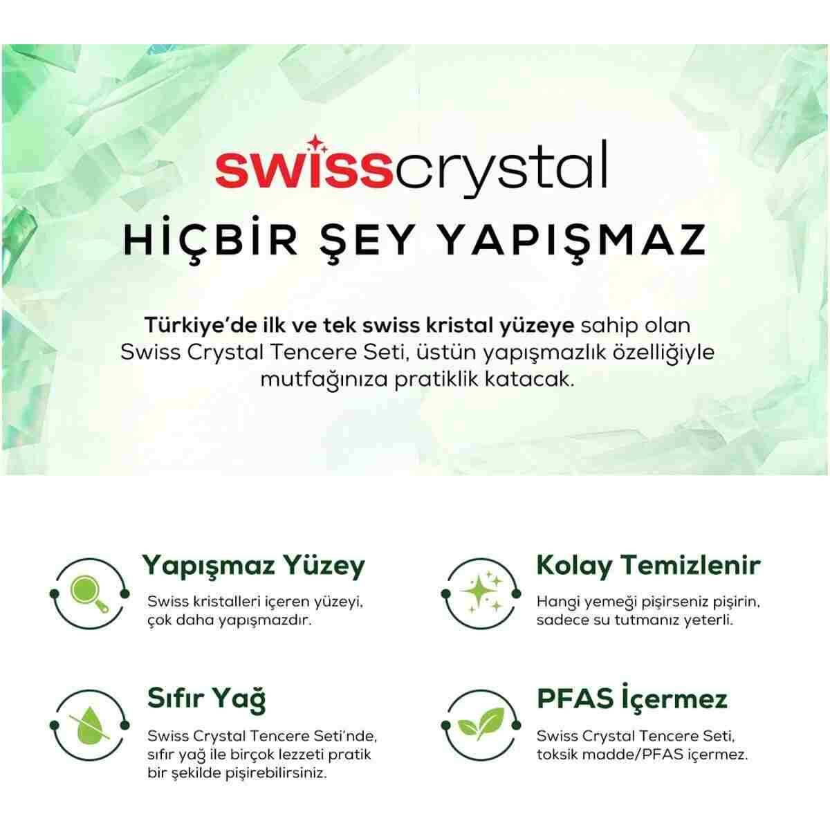 Karaca X Refika Swiss Crystal 7 Parça 0 Yağ İle Yanmaz Yapışmaz Tencere Seti Creamy - Görsel 15