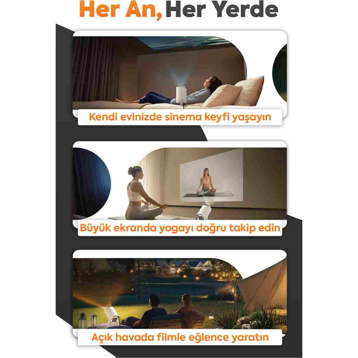 Monyer Taşınabilir Android Projeksiyon Wifi Destekli Akıllı Sinema Projektör Ultra Hd - Görsel 4
