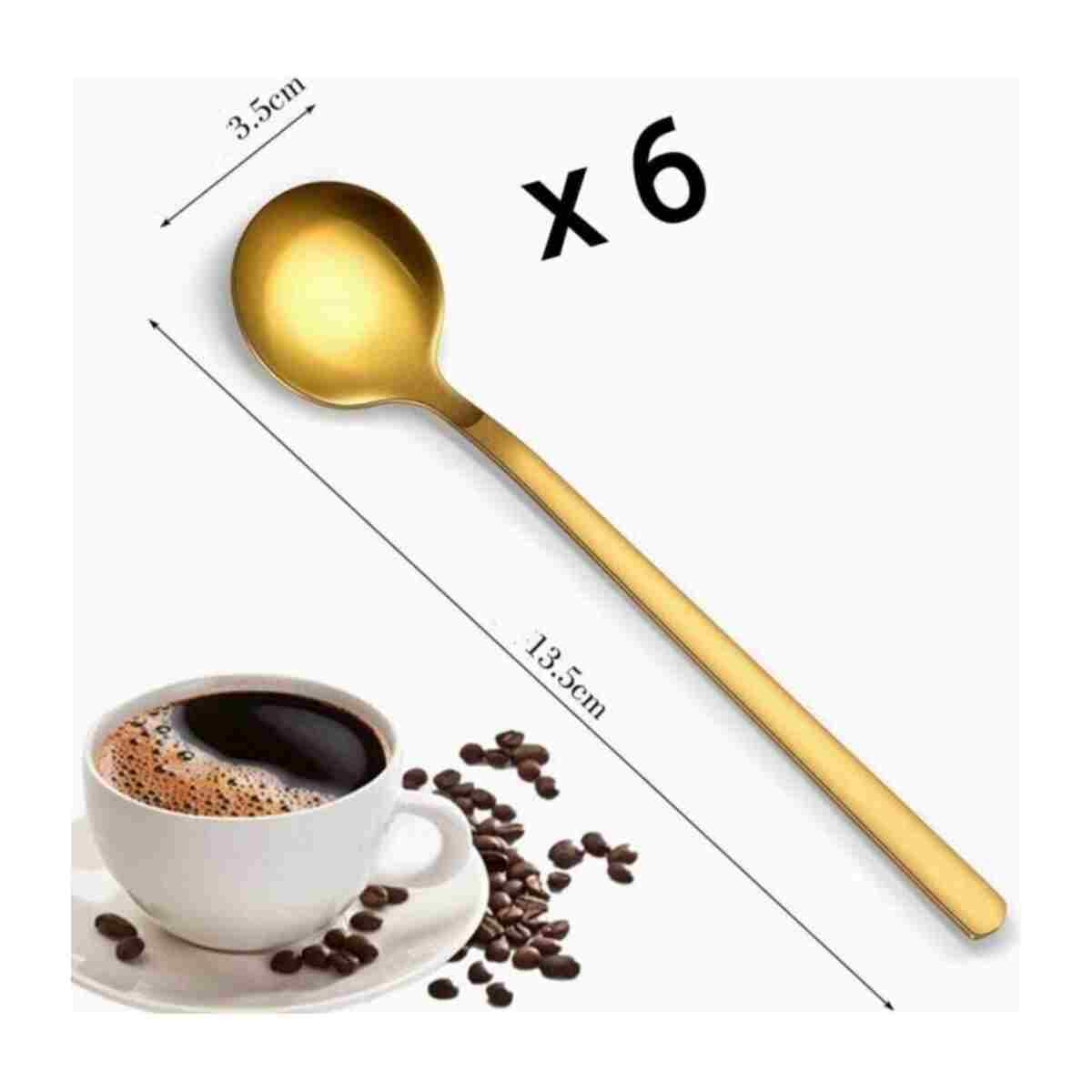 MADYMARK Gold Çay Kaşığı 6'lı Kahve Dondurma Tatlı Pasta Şeker Kaşık Set - Görsel 3