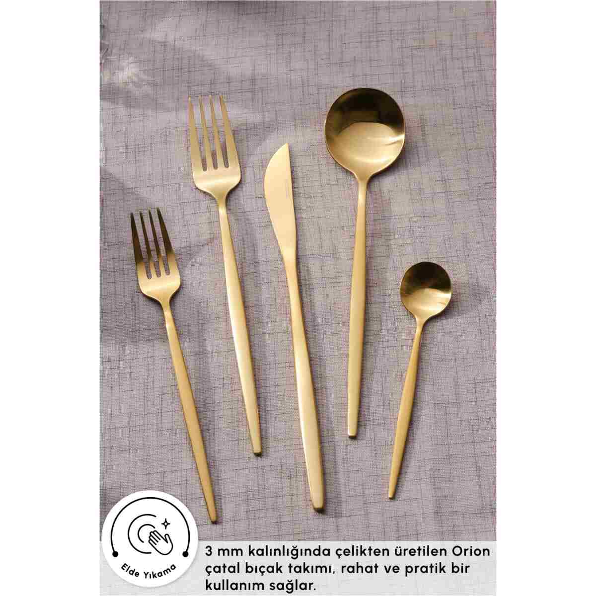 Karaca Orion Matte Gold 30 Parça 6 Kişiik Çatal Kaşık Bıçak Seti - Görsel 5