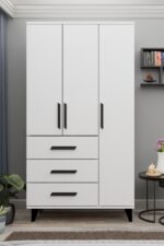 Metalia Gm 308 Ece Lüx 3 Kapı 3 Çekmeceli Düğme Kulplu Gardırop - Görsel 9