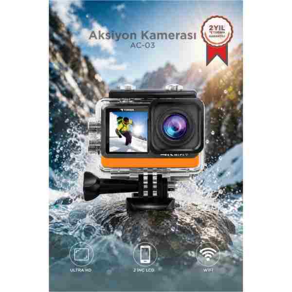 Torima Aksiyon Kamerası Ultra Hd Wifi 4K Su Geçirmez Kamera AC03 Siyah