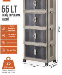 EVLE Katlanabilir Modüler Dolap 4 lü 54 cm x 31,7 cm x 127 cm