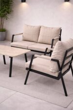 MB GARDEN FURNITURE DREAM Balkon, Bahçe Takımı, Cafe, Metal Kanepe, Koltuk Takımı, Bahçe Mobilyası, 2+1+1 sehpalı - Görsel 3
