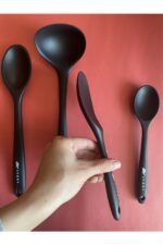 Multiamo İvory Sert Uçlu Isıya Dayanıklı Yanmaz Yapışmaz Silikon Seti 4 Parça 28cm/22cm/20cm Kaşık 28cm Kepçe - Görsel 5