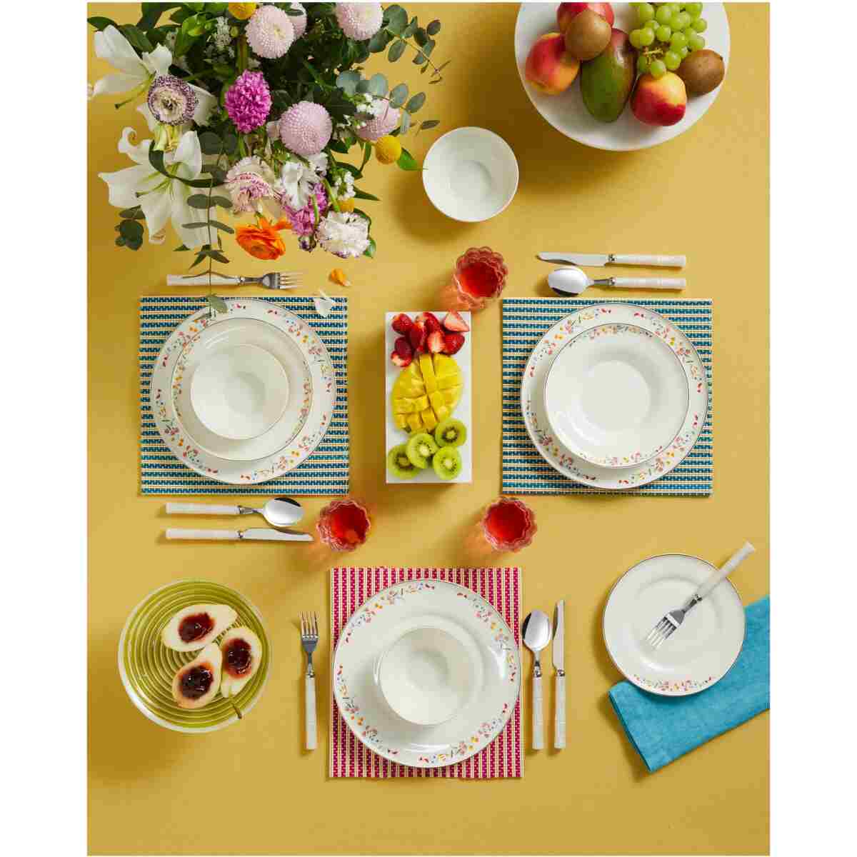 English Home Floral Symphony Bone Porselen Yemek Takımı 24 Parça 6 Kişilik Renkli - Görsel 12