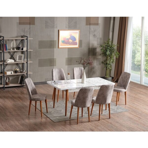 ADAHOME 80x130(KAPALI) 80x170(AÇIK) Yemek Odası Takımı Mutfak Masası Takımı Yemek Masası 6 Kişilik
