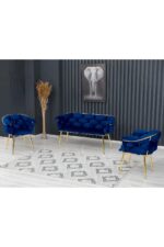 Rozexi Balon Çay Seti Takımı Koltuk Takımı Oturma Odası Kafe Antre Hol Ofis 2+1+1 Gold Metal - Görsel 8