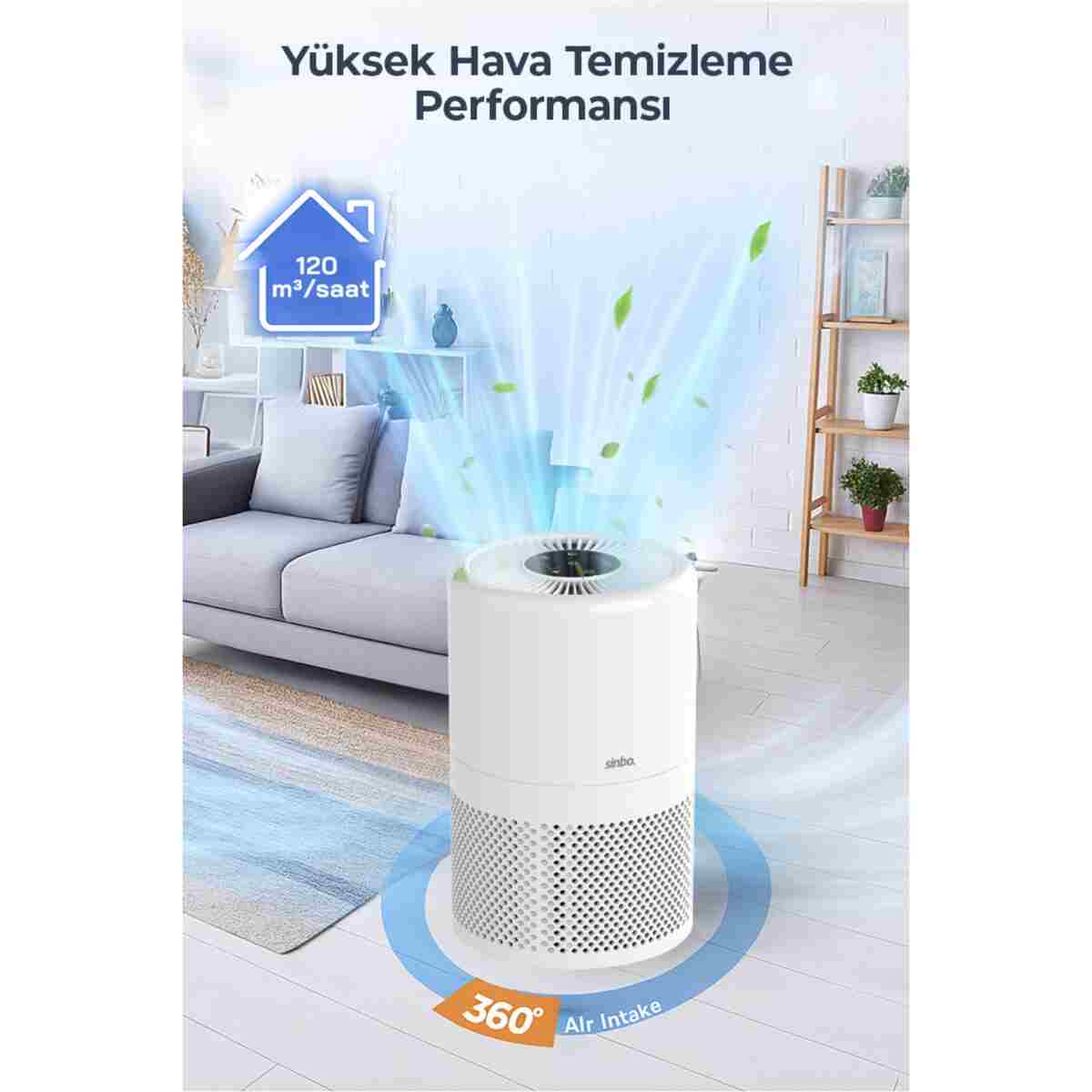 Sinbo SAP-5507 HEPA H13 Filtreli Hava Temizleyici Beyaz – Toz / Koku Giderici, Sessiz ve Enerji Tasarruflu - Görsel 2