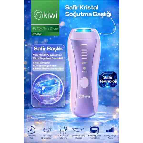 Kiwi Ipl Lazer Epilasyon Aleti Sapphire Buz Başlık Seri Atış ve Cilt Tanıma KEP-6842