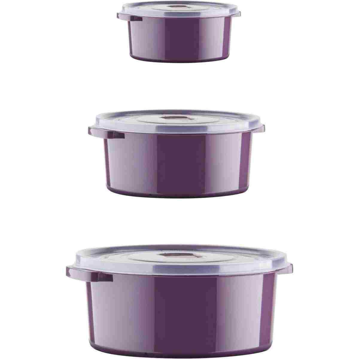 Nandy Home Mikrodalga Ve Difrizde Kullanılabilen Saklama Kabı Seti Yuvarlak 6'lı Mürdüm - Görsel 5