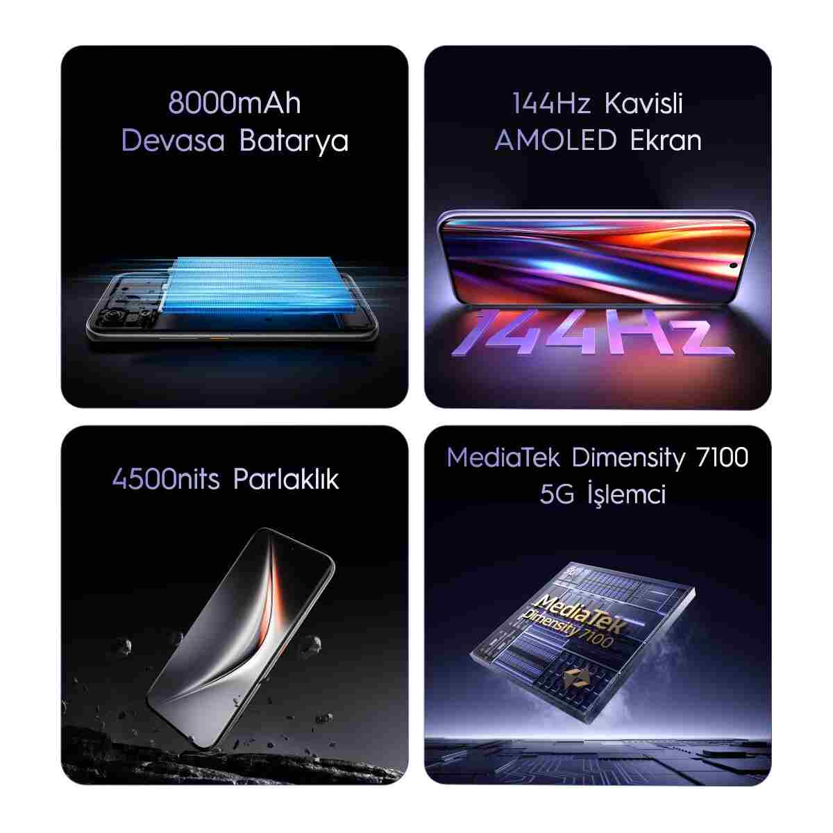 TECNO Pova Curve 2 5G 8/256 GB Eriyen Gümüş - Görsel 6