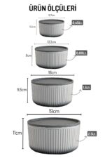 Nandy Home 4'lü Set Çizgili, Yuvarlak Saklama Kabı Seti / 2,5lt.- 1,5lt.- 0,80lt.- 0,45lt. - Görsel 9