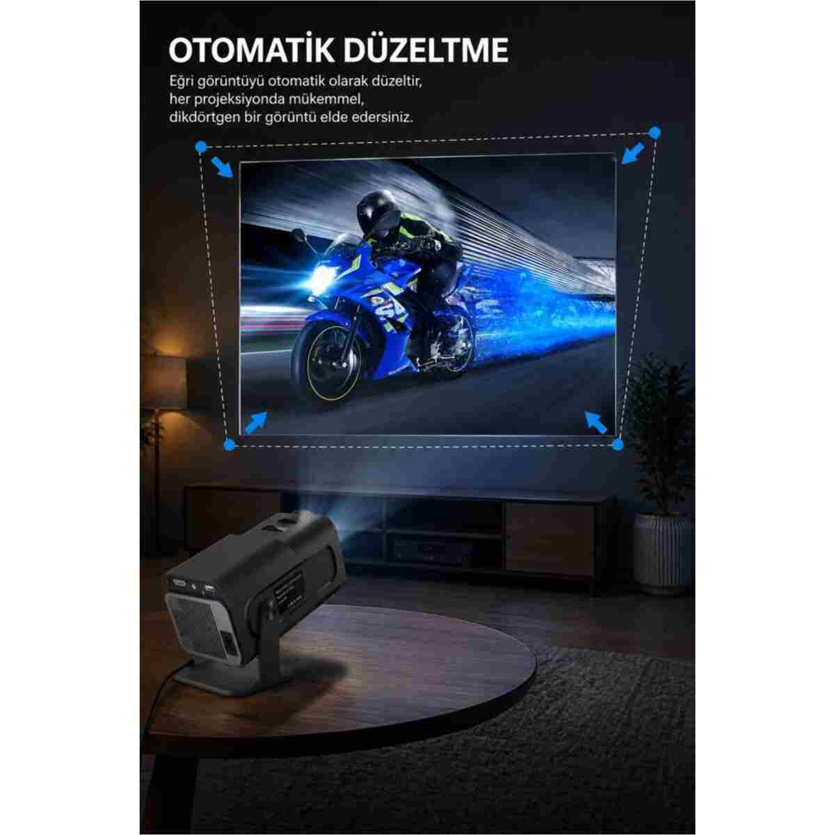 Torima Projeksiyon Cihazı Taşınabilir Ev Sineması Bluetooth Android Akıllı Projektör HY320 Mini Siyah - Görsel 7