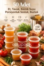 Ezupack 50 Adet Sızdırmaz 120 ml Mini Saklama Kabı Sosluk Buzluk Kabı, Et Suyu, Kemik Suyu, Sos Kabı Mutfak - Görsel 7