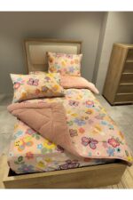 Violacasa Tek Kişilik Welsoft Pufidik Uyku Seti (Lastikli Çarşaflı) Pudra Flower - Görsel 8