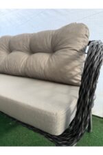 Tu Tienda KARTEPE ALÜMİNYUM 2 1 1 SEHPA(60*90) RATTAN BAHÇE BALKON TAKIMI,ANTRASİT RATTAN/GRİ KUMAŞ - Görsel 6