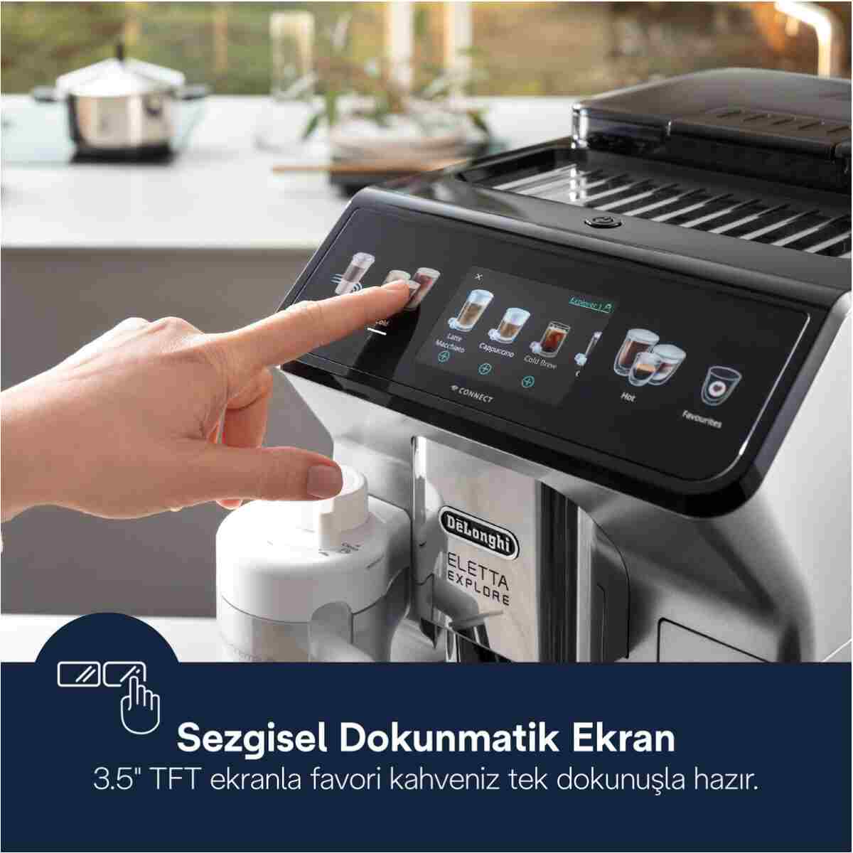 DELONGHİ Eletta Explore, ECAM450.65.S Tam Otomatik Espresso Kahve Makinesi , 50 + farklı içecek, Soğuk Kahve - Görsel 4