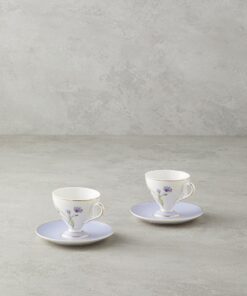 English Home Valentina New Bone China 4 Parça 2 Kişilik Kahve Fincan Takımı 80 ml Lila