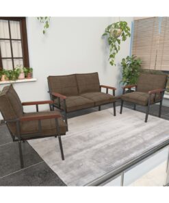 Mygusi " Modern'' Serisi Balkon, Bahçe, Cafe - Metal Kanepe Koltuk Takımı - 2 1 1 - Sehpalı Koyu Gri - Görsel 9