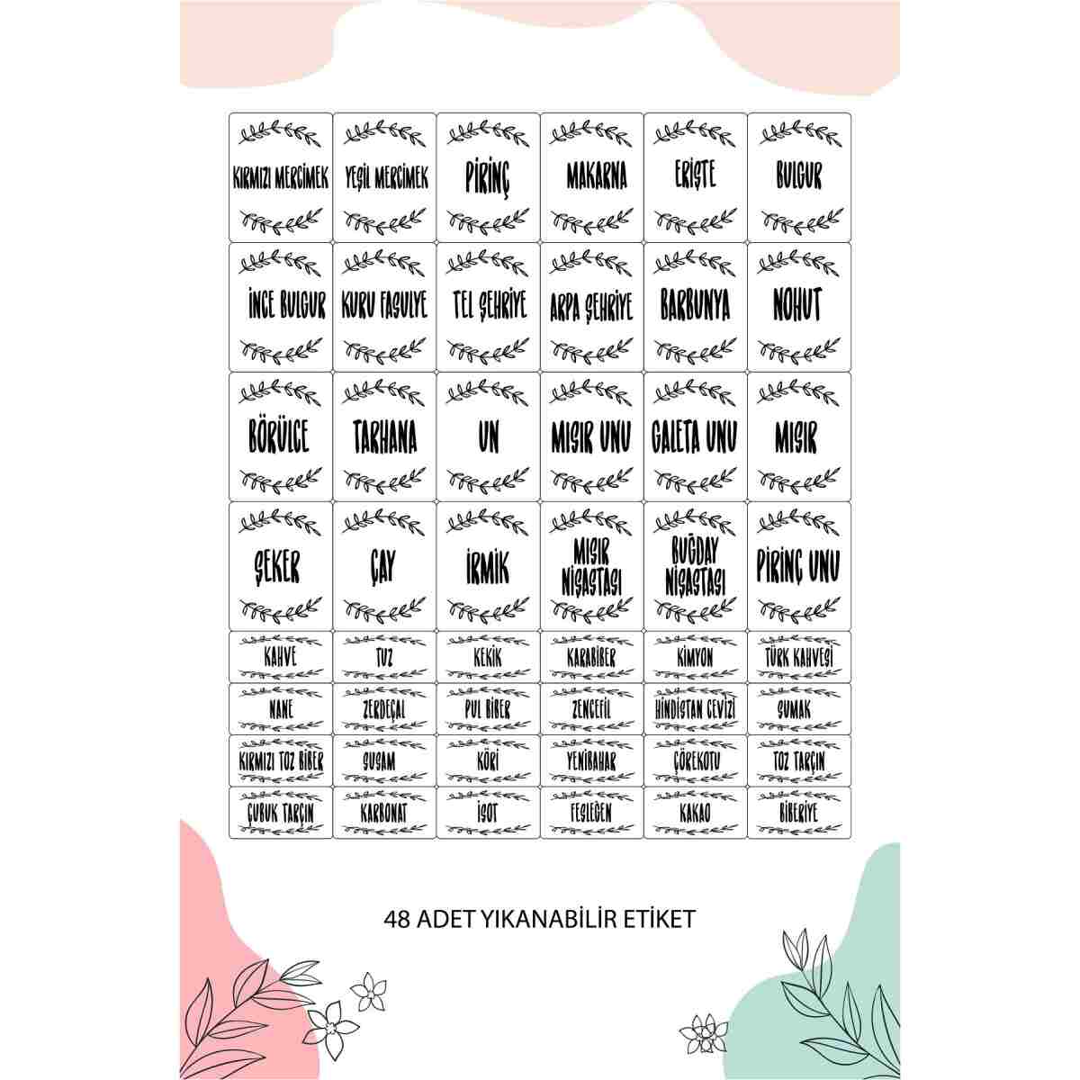 Meleni Home 32'li Etiketli Kapaklı Kare Erzak Saklama Kabı Seti 8x(0,3 LT-0,5 LT-1,1 LT-1,7 LT) Baharatlık - Görsel 2