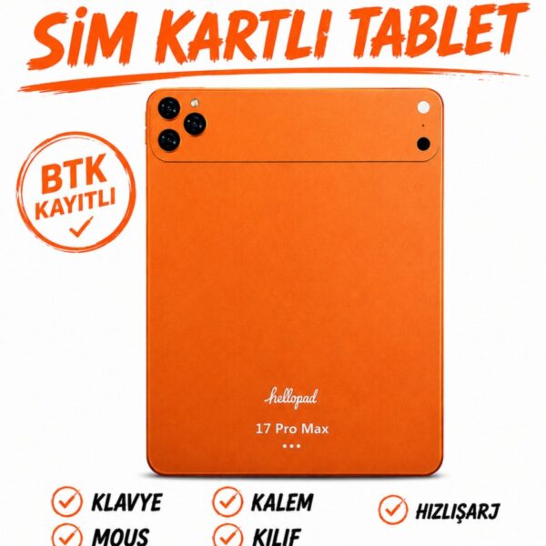 asfteknoloji 17 ProMax Sim Kartlı Resmi BTK Kayıtlı Tablet+Klavye+Mous+Kılıf+Kalem Hediyeli