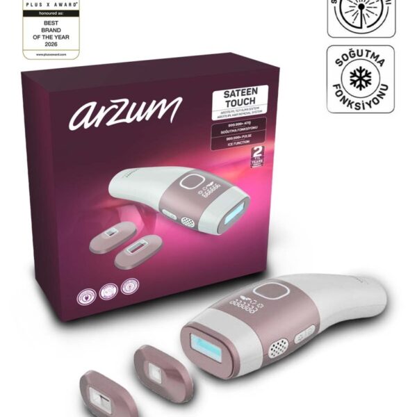 Arzum AR5176 SateenTouch IPL Lazer Epilasyon, 999.999 Atım,Evde Tüy Alma,Soğutmalı, 5 Kademe, Otomatik Mod