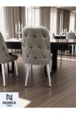 NUNKA HOME Şato Serisi Mutfak ve Salon Yemek Masası Takımı +6 Sandalyeli Gri Modern ve Şık Tasarım - Görsel 4