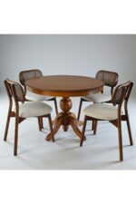 KleinHaus Furniture İbiza Masa Takımı, Ahşap Masa Takımı, 4 Sandalyeli Mutfak, Salon Masa Takımı - Görsel 3